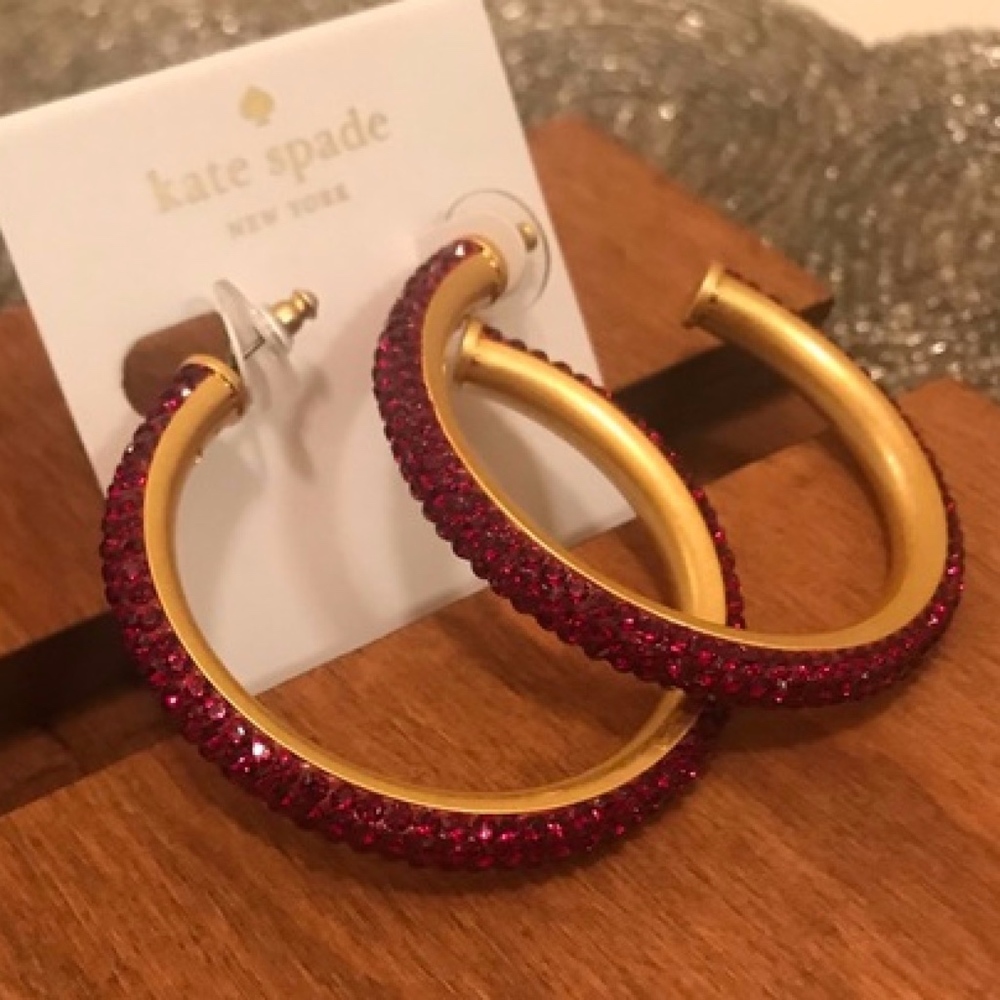 Kate Spade Red Hoop Earrings Razzle Dazzle